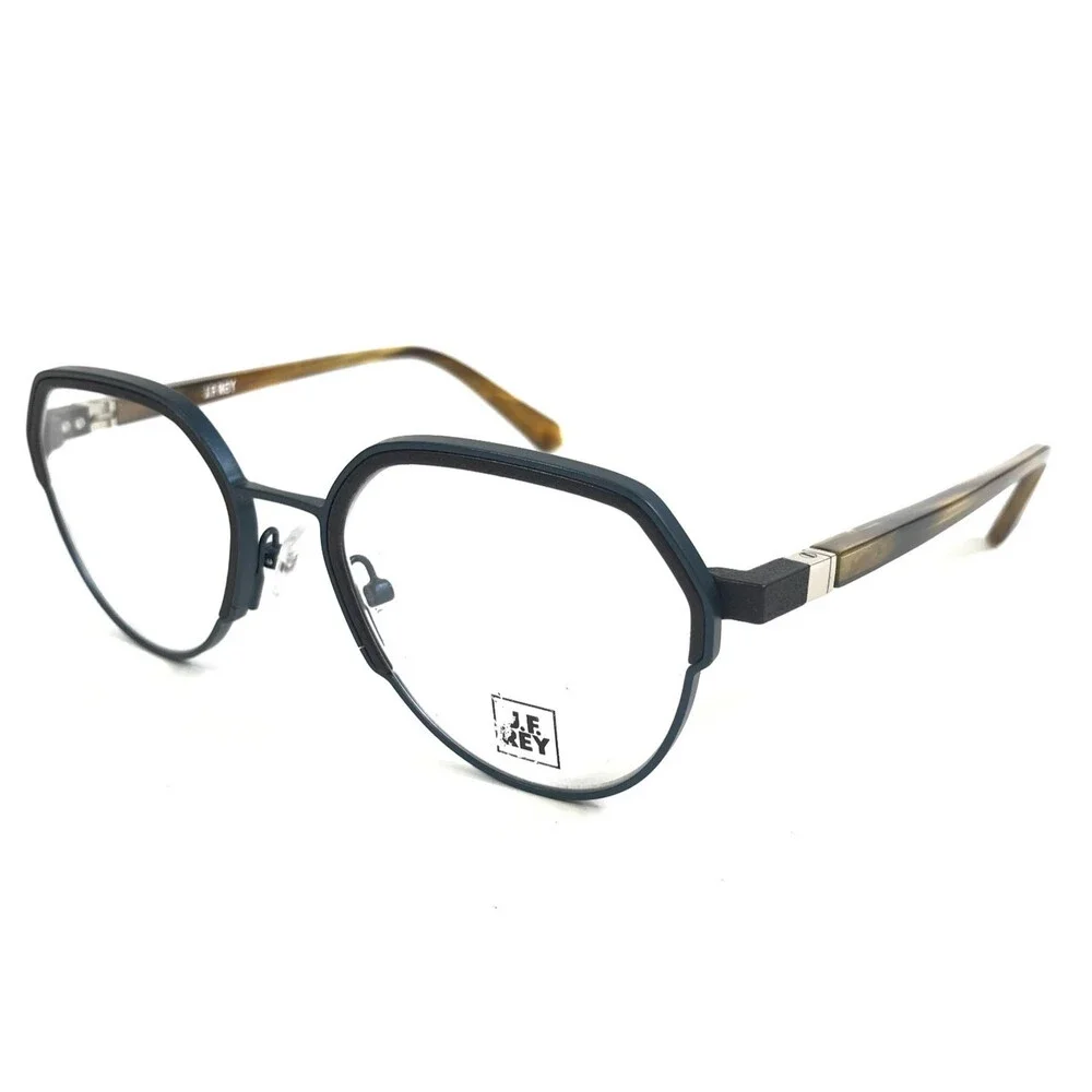 J. F. Rey Eyeglasses Frame JF3050 2700 Matte Black Brown Horn Blue 51-20-145